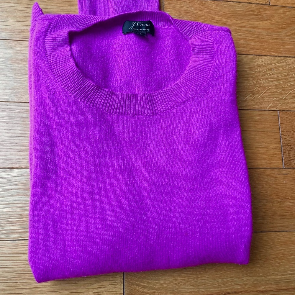 J Crew 100% cashmere sweater radiant orchid purple crewneck